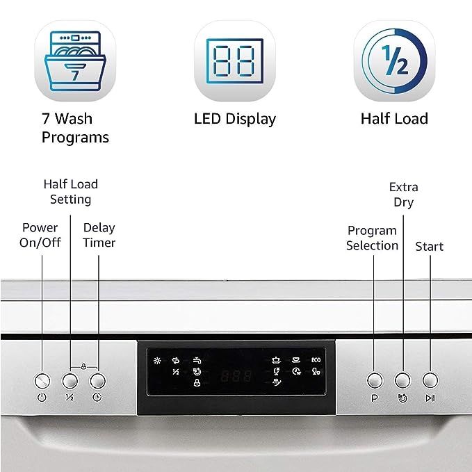 Amazon Basics 12 Place Setting Dishwasher (Silver, Rapid Intense Wash for Heavily Soiled Utensils) (OPEN BOX) Amazon Basics 12 Place Setting Dishwasher (Silver, Rapid Intense Wash for Heavily Soiled Utensils) (OPEN BOX)